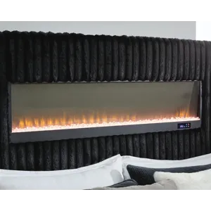 Agrander King Upholstered Bed with Fireplace and Wireless Audio