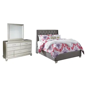 Coralayne Full Upholstered Bed, Dresser and Mirror