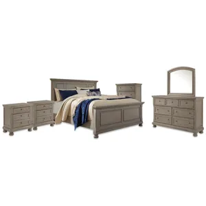Lettner King Panel Bed, Dresser, Mirror, Chest and 2 Nightstands