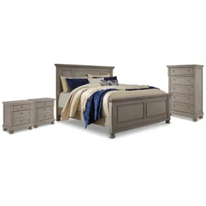 Lettner King Panel Bed, Chest and 2 Nightstands