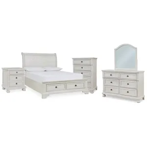 Robbinsdale Full Storage Sleigh Bed, Dresser, Mirror, Chest and Nightstand