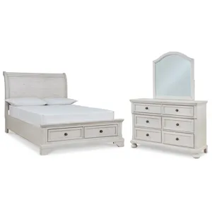 Robbinsdale Full Sleigh Storage Bed, Dresser and Mirror