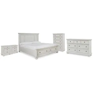 Robbinsdale King Panel Storage Bed, Dresser, Chest and 2 Nightstands