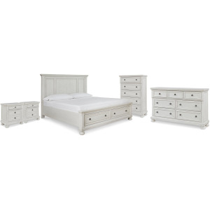 Robbinsdale King Panel Storage Bed, Dresser, Chest and 2 Nightstands