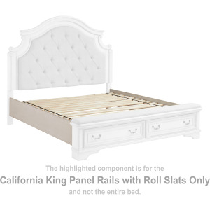 Realyn California King Panel Rails with Roll Slats