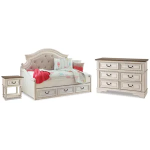 Realyn Twin Storage Daybed, Dresser and Nightstand
