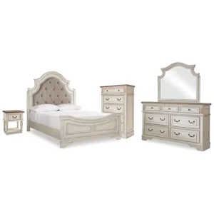 Realyn Queen Panel Bed Dresser, Mirror, Chest and Nightstand