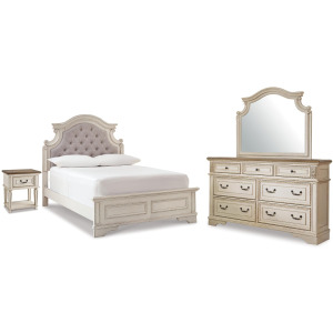 Realyn King Panel Bed, Dresser, Mirror and Nightstand
