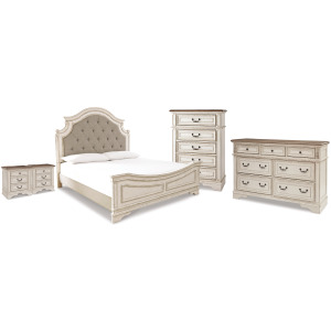 Realyn King Panel Bed, Dresser, Chest and 2 Nightstands