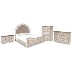 Realyn King Panel Bed, Dresser, Chest and 2 Nightstands