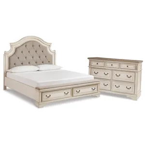 Realyn King Panel Storage Bed and Dresser