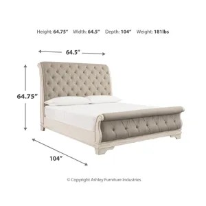 Realyn Queen Upholstered Sleigh Bed, Dresser and 2 Nightstands