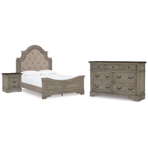 Lodenbay Queen Upholstered Panel Bed, Dresser and Nightstand