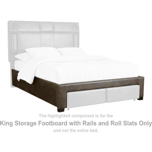 Mirlenz King Storage Footboard with Rails and Roll Slats