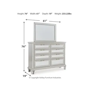 Lindenfield California King Upholstered Storage Bed, Dresser, Mirror and Nightstand