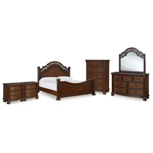 Lavinton Queen Poster Bed, Dresser, Mirror, Chest and 2 Nightstands