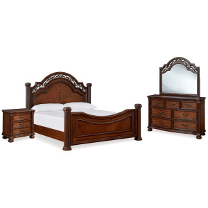 Lavinton Queen Poster Bed, Dresser, Mirror and Nightstand