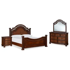 Lavinton Queen Poster Bed, Dresser, Mirror and Nightstand