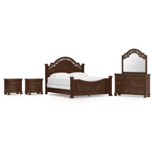 Lavinton King Poster Bed, Dresser, Mirror and 2 Nightstands