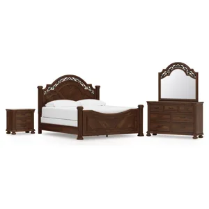 Lavinton King Poster Bed, Dresser, Mirror and Nightstand