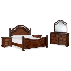 Lavinton King Poster Bed, Dresser, Mirror and Nightstand