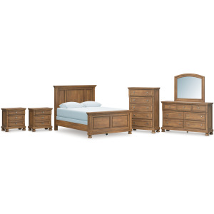 Feddinger Queen Panel Bed, Dresser, Mirror, Chest and 2 Nightstands