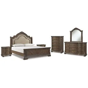 Charmond King Sleigh Bed, Dresser, Mirror, Chest and 2 Nightstands