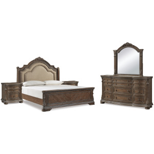 Charmond King Sleigh Bed, Dresser, Mirror and 2 Nightstands
