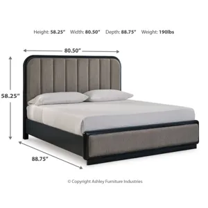 Rowanbeck King Panel Bed, Dresser, Mirror, Chest and Nightstand