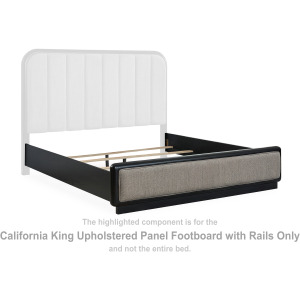 Rowanbeck California King Upholstered Panel Footboard with Rails