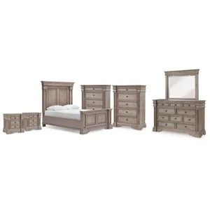 Blairhurst Queen Panel Bed. Dresser, Mirror, 2 Chests and 2 Nightstands