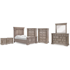 Blairhurst Queen Panel Bed. Dresser, Mirror, 2 Chests and 2 Nightstands