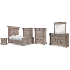 Blairhurst Queen Panel Bed, Dresser, Mirror, 2 Chests and Nightstand