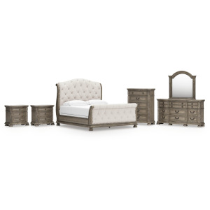 Ardenfield King Upholstered Sleigh Bed, Dresser, Mirror, Chest and 2 Nightstands