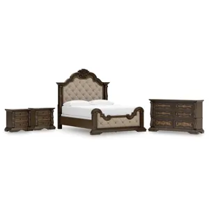 Maylee King Upholstered Bed, Dresser and 2 Nightstands