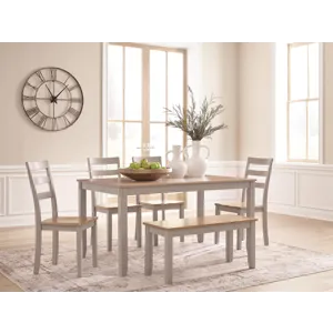 Harperfeld Dining Table and 4 Chairs and Bench (Set of 6)