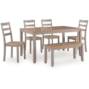 Harperfeld Dining Table and 4 Chairs and Bench (Set of 6)