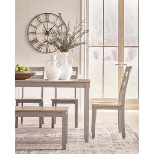 Harperfeld Dining Table and 4 Chairs and Bench (Set of 6)