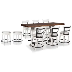 Valebeck Counter Height Dining Table and 8 Barstools