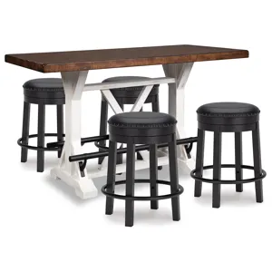 Valebeck Counter Height Dining Table and 4 Barstools