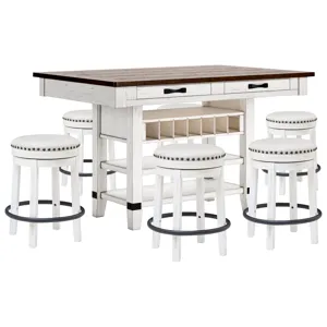 Valebeck Counter Height Dining Table and 6 Barstools