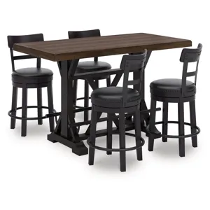 Valebeck Counter Height Dining Table and 4 Barstools