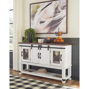 Valebeck Counter Height Dining Table, 6 Barstools and Server