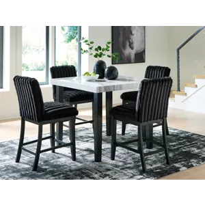 Mervannie Counter Height Dining Table and 4 Barstools
