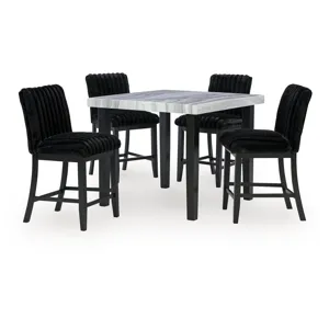 Mervannie Counter Height Dining Table and 4 Barstools