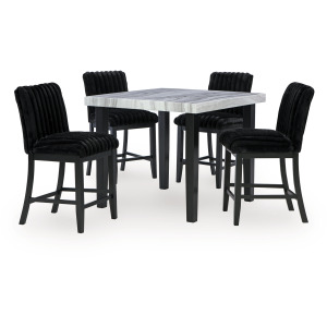 Mervannie Counter Height Dining Table and 4 Barstools