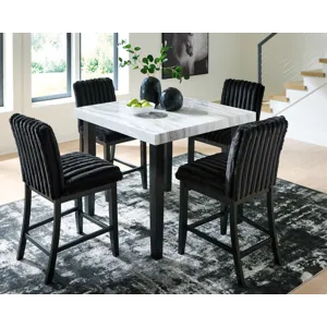 Mervannie Counter Height Dining Table and 4 Barstools