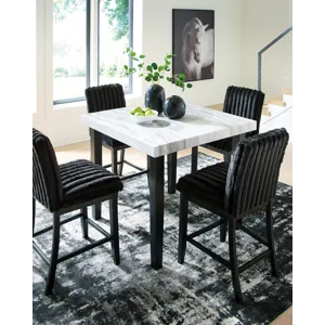 Mervannie Counter Height Dining Table and 4 Barstools