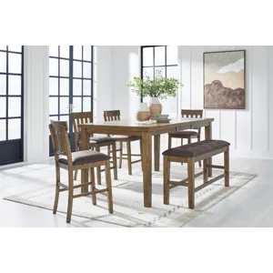 Broxtyn Counter Height Extension Dining Table, 4 Barstools and Bench