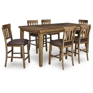 Broxtyn Counter Height Extension Dining Table and 6 Barstools